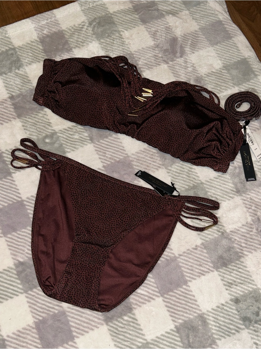 Victoria's Secret archives swim Bandeau Bikini Set XL/L removable halter new